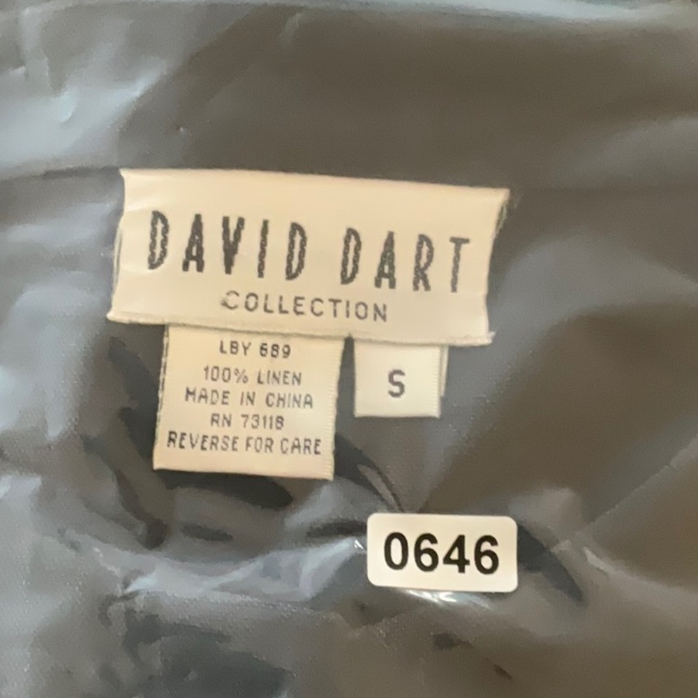 4/$20 Vintage David Dart Linen Black Button Front Butterfly Inset Jacket Top - Picture 7 of 7